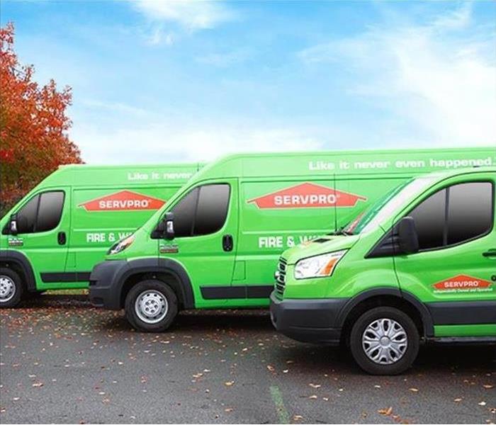 Three SERVPRO vans are shown, emphasizing our dedication to our customers.